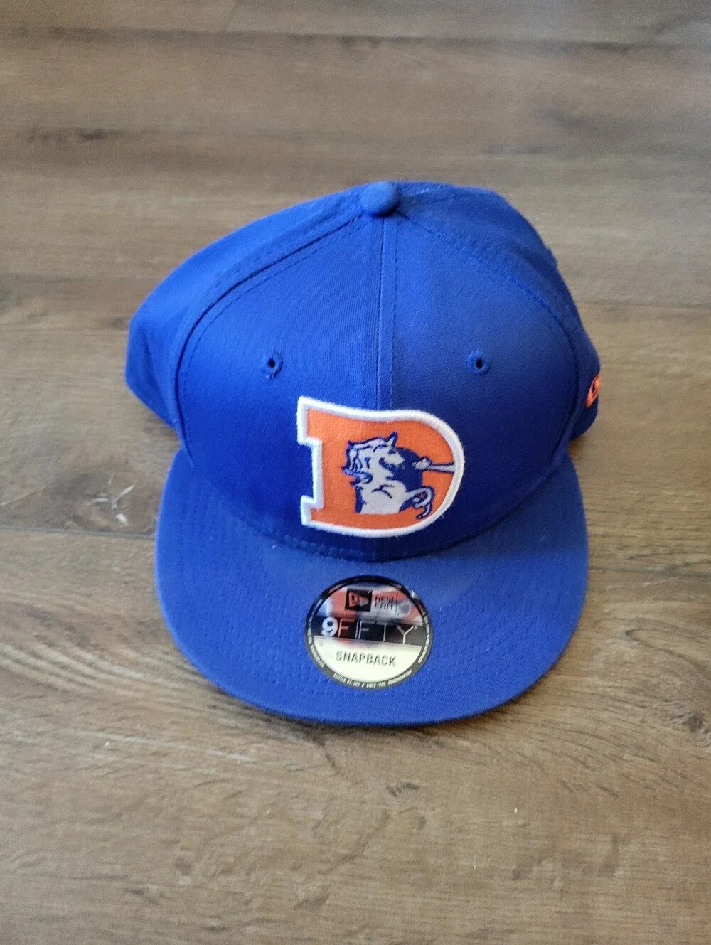 New Era Men Royal Blue Snapback Hat with Orange Logo